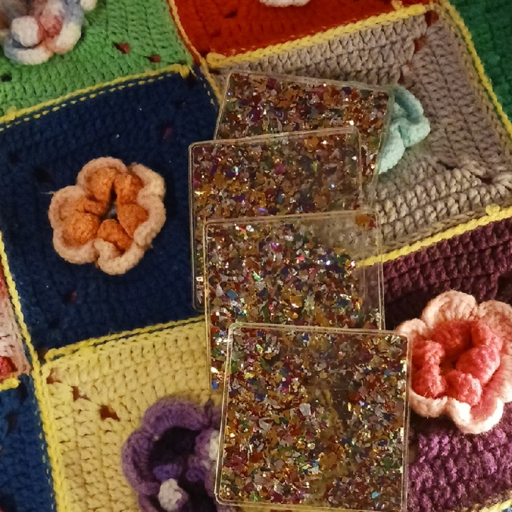 Colorful Glitter Coasters